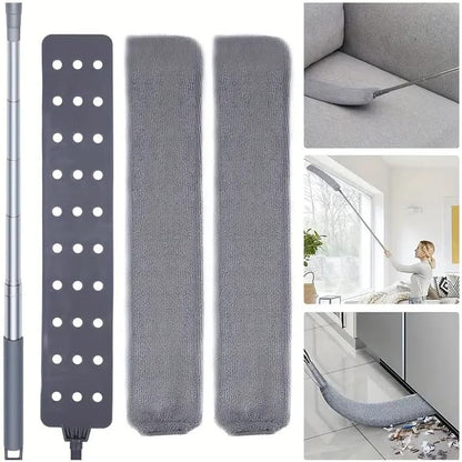 Boolavard Retractable Gap Dust Cleaner Cleaning Tools with 2 Microfiber Dusting Cloths Long Handle 60inches Washable and Retractable Duster Brush for Cleaning Under Appliances Furniture Couch Fridge