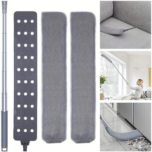 Boolavard Retractable Gap Dust Cleaner Cleaning Tools with 2 Microfiber Dusting Cloths Long Handle 60inches Washable and Retractable Duster Brush for Cleaning Under Appliances Furniture Couch Fridge