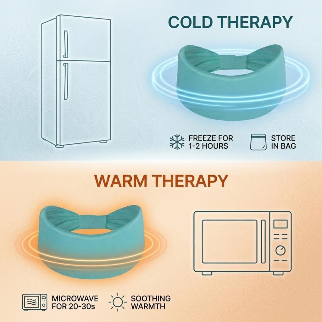 Crimmy Migraine Relief Cap, Headache Ice Pack Headband, Cold Face Eye Mask