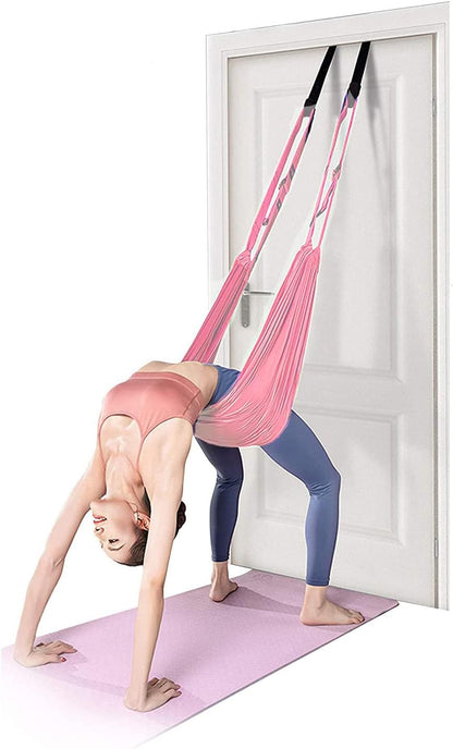 Yoga Stretching Strap, Adjustable Leg Stretcher Waist Back Stretch Band with Door Anchor, Flexibility Backbend Trainer for Aerial Yoga, Pilates, Ballet, Dance