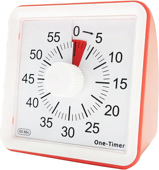 60 Minutes Countdown Visual Timer,Manage Time Well for Kids and Adults,Silent Travel Time Design for Education,Classroom,Home,Office (Red)