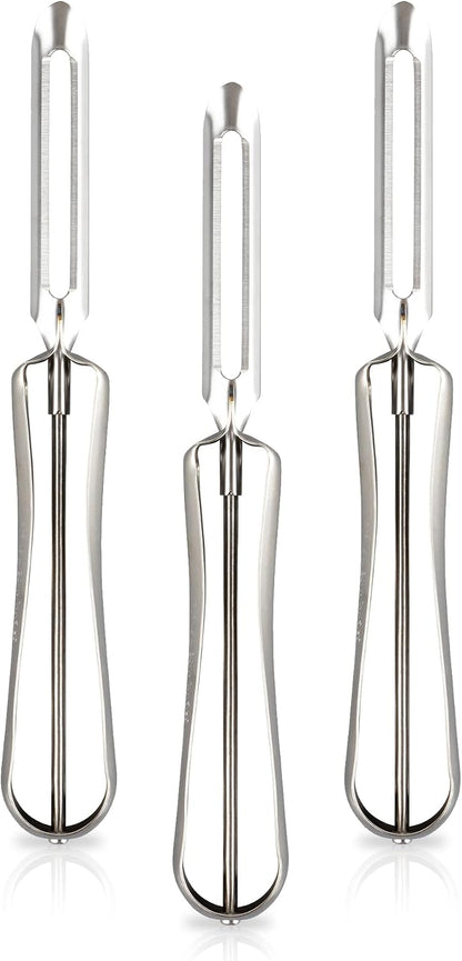Linden Sweden Original Jonas Vegetable Peelers for Kitchen - Made In Sweden - Carrot Peeler with Ergonomic Handle for Safety and Control - Dishwasher Safe Potato Peelers - 3-Pack - Stainless Steel