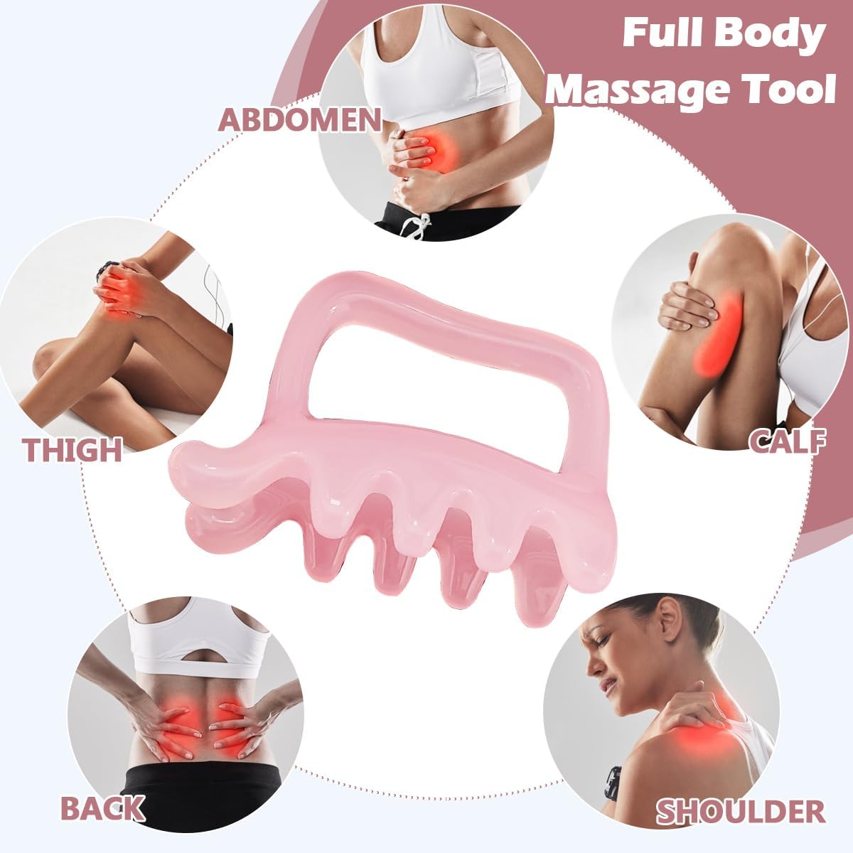 Lymphatic Massage Roller for Cellulite Remover Body Sculpting - Handheld Cellulite Massage Tool for Body Bloat Blood Circulation Lymphatic Drainage Pink