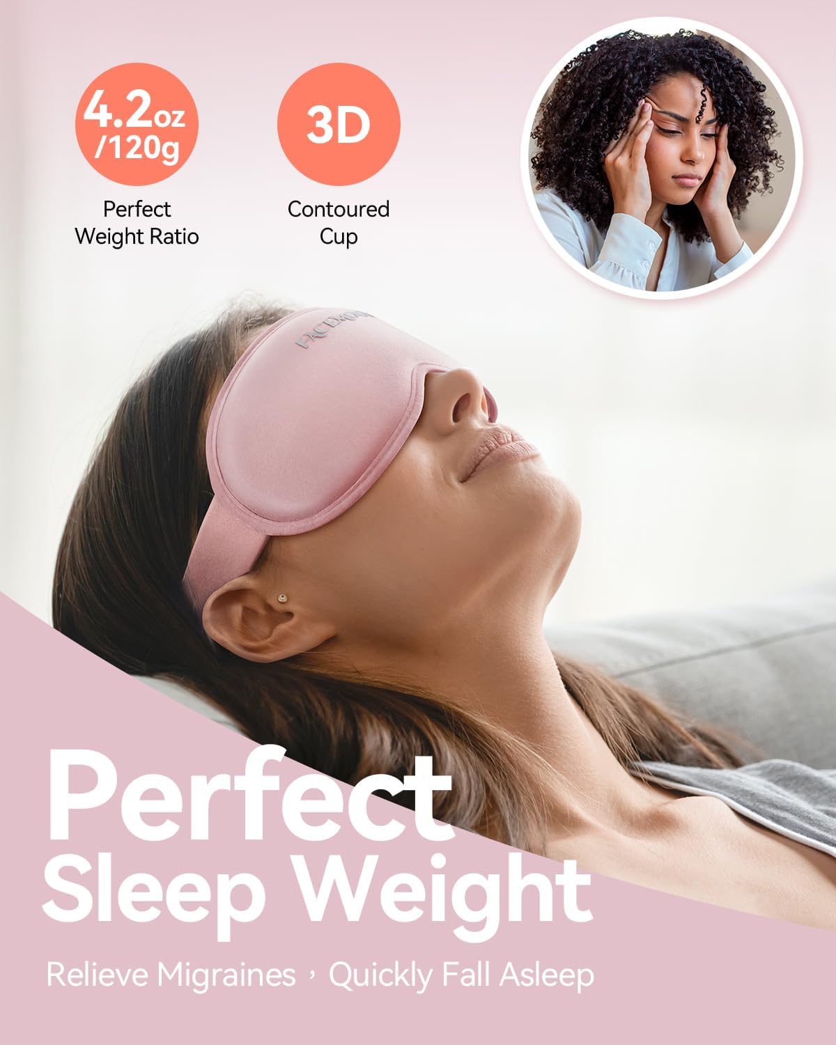 Blackout Weighted Eye Mask for Sleeping, 3D Contoured Sleep Mask for Men | Gentle-Pressure, Deep Cups, Zero Eye Pressure, Airplane Travel & Night Shift Essentials, Breathable Blindfold, Black
