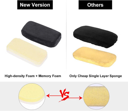 baibu Ergonomic Memory Foam Office Chair Arm Pads, Comfy Black Gaming Armrest Pads for Elbows and Forearms Pressure Relief (Set of 2)
