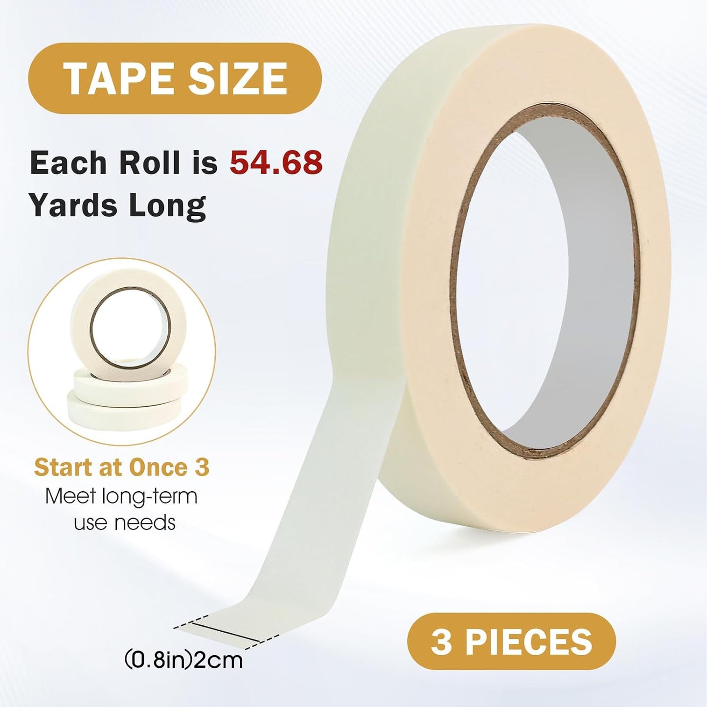 164 Yards Freezer Tape,Writable Surface,Low Temperature Resistance,3Rolls | Easy tear residue-free removable tape, perfect for food containers fridge marking, each roll 0.79 Inch by 54.68 Yards