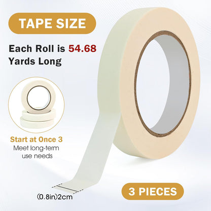164 Yards Freezer Tape,Writable Surface,Low Temperature Resistance,3Rolls | Easy tear residue-free removable tape, perfect for food containers fridge marking, each roll 0.79 Inch by 54.68 Yards