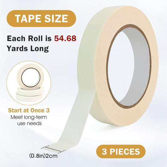 164 Yards Freezer Tape,Writable Surface,Low Temperature Resistance,3Rolls | Easy tear residue-free removable tape, perfect for food containers fridge marking, each roll 0.79 Inch by 54.68 Yards