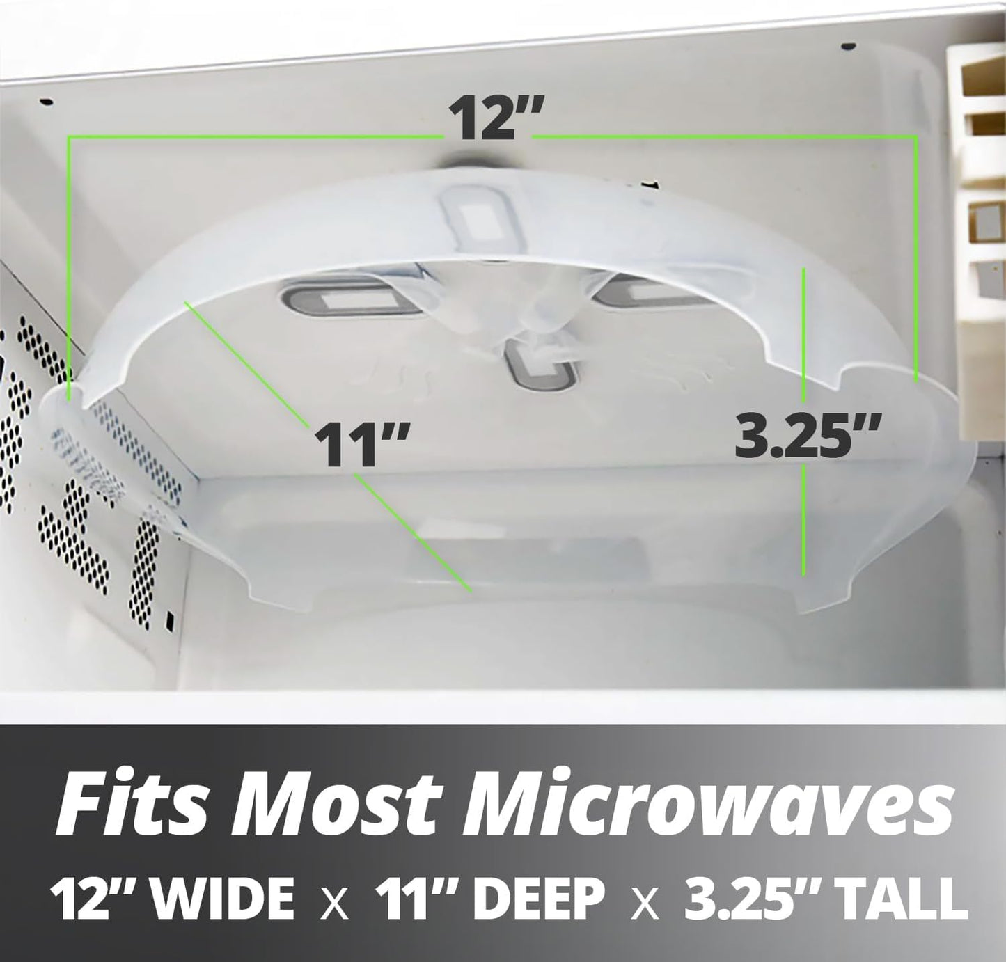 HOVER COVER Magnetic Microwave Splatter Cover for Food - 12-Inch - Gray | BPA-Free Lid, Vented Plate Guard with Steam Vents, Anti-Splash Microwave Lid, Dishwasher Safe, Space-Saving Magnetic Storage