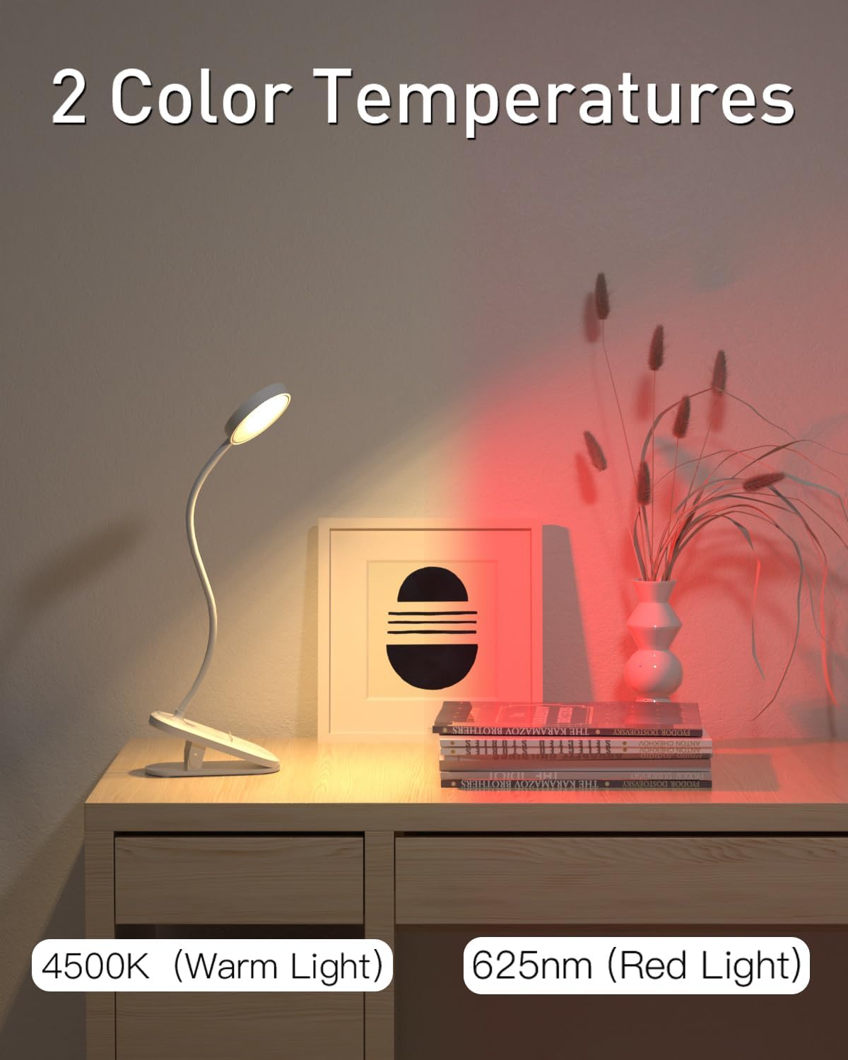 Red Book Light, Rechargeable Clip On 625nm LED Light for Reading | Timer, Red Light Sleep Aid, Bedside Lamp, For Workbench, For Kids & Studying