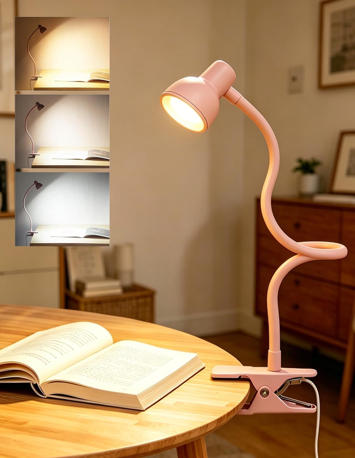 Clip on Reading Light for Bed 3 Color Modes Teal