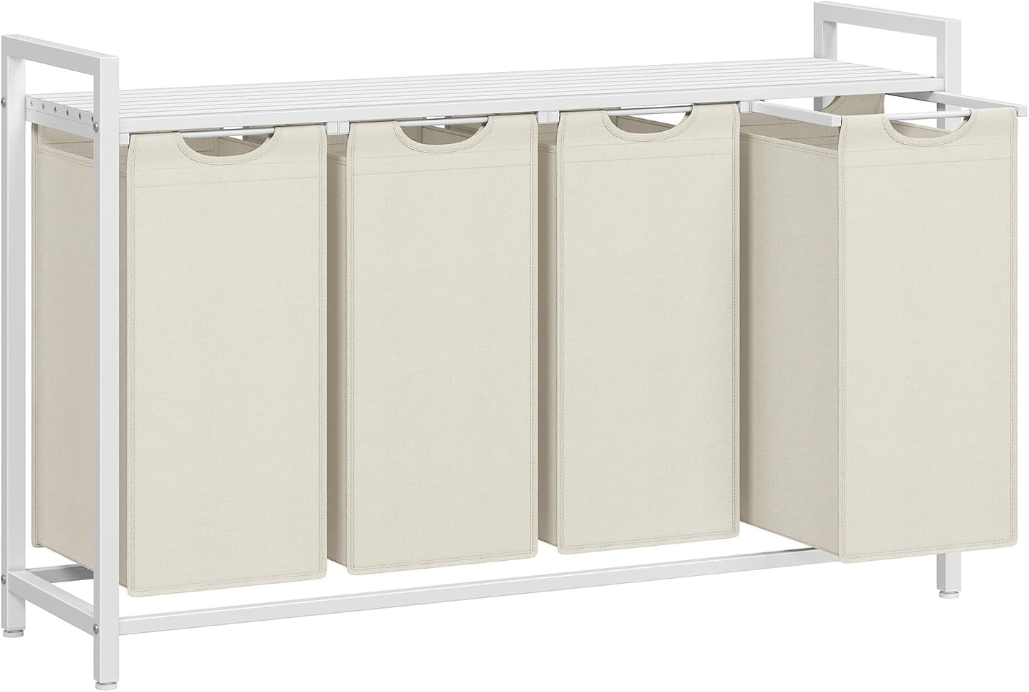 VASAGLE Laundry Hamper, Laundry Basket Sorter with 3 Pull-Out and Removable Bags, Shelf, Metal Frame, 3 x 10.6 Gallons (40 L), 36.4 x 13 x 28.4 Inches, Cappuccino Beige and Natural Beige UBLH301LH01