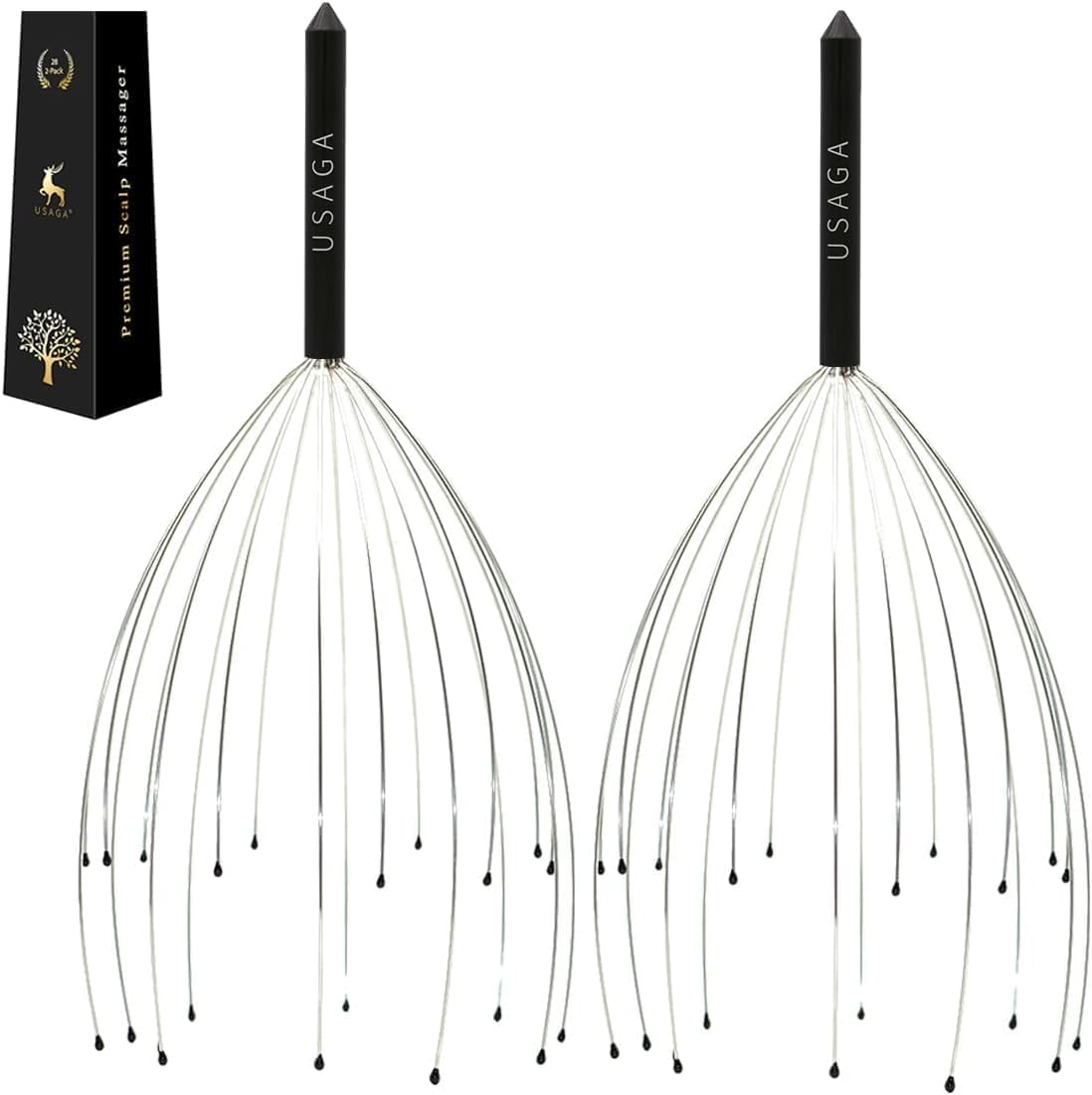 USAGA Head Massager Scalp Massager 20 Fingers Head Scratcher (Red & Blue)