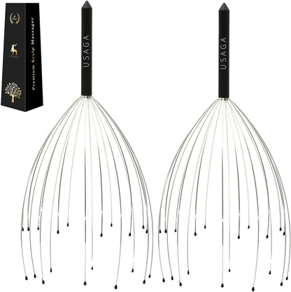 USAGA Head Massager Scalp Massager 20 Fingers Head Scratcher (Red & Blue)