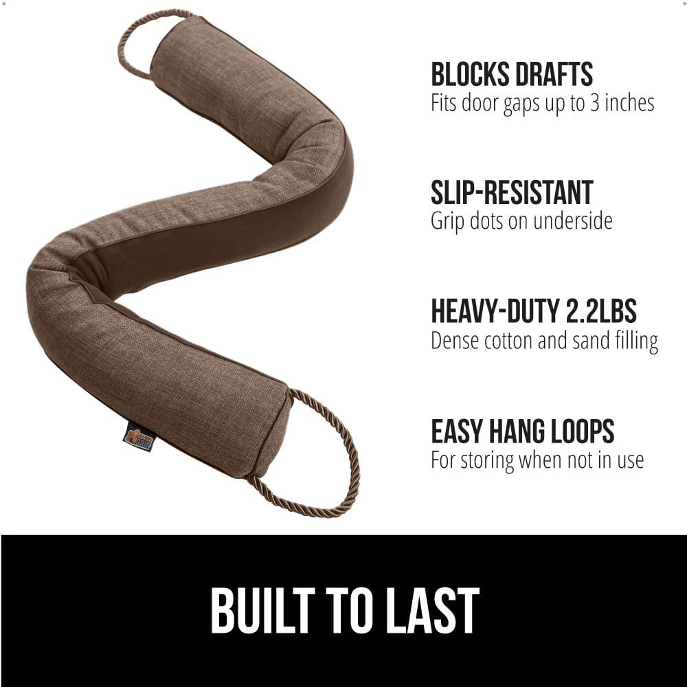 GORILLA GRIP Door Draft Stopper for Bottom of Doors, Cold Air Insulation Sweep, Weather Stripping Seal Noise, Soundproofing, Warmth Sealer, Easy Install Gap Filler, Home Essentials, 32 Inch, Gray