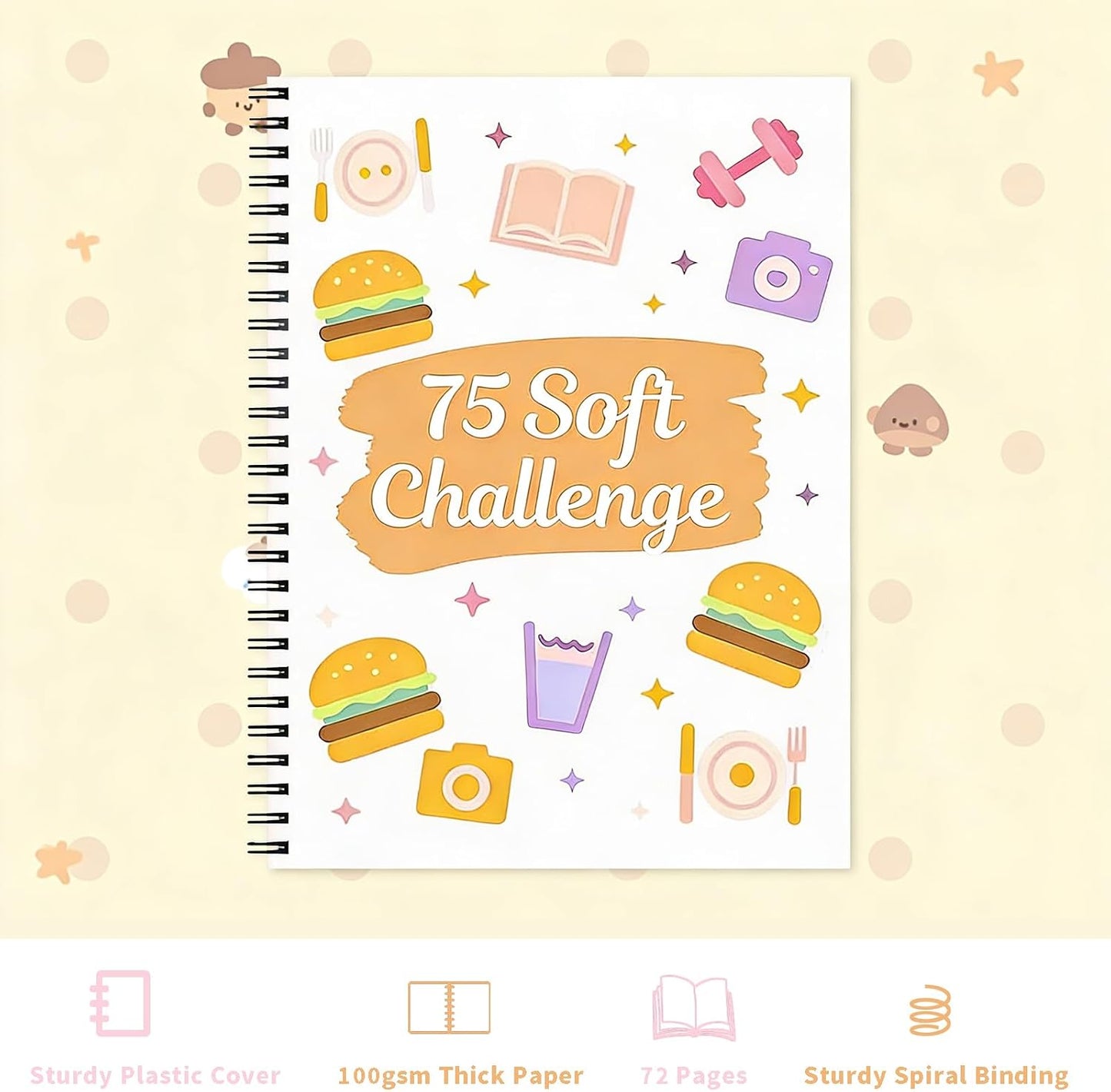 75-Day Soft Challenge Journal Daily Wellness Planner with Rainbow Pages Wellness & Habit Trackers Fitness Self-Care and Goal Tracker