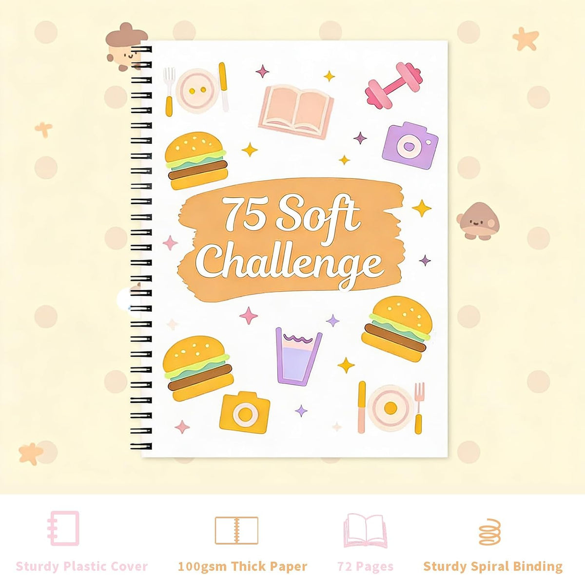 75-Day Soft Challenge Journal Daily Wellness Planner with Rainbow Pages Wellness & Habit Trackers Fitness Self-Care and Goal Tracker
