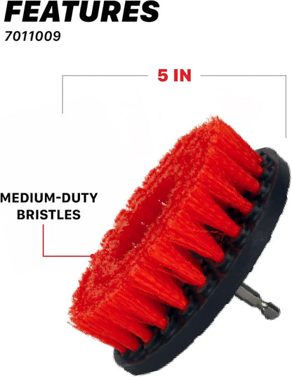 Maxshine Universal M8 Light-Duty Soft Leather & Fabric Brush Drill Attachment – White Scrub Brush Kit for Fabric, Leather, Upholstery, Convertable Top & Seats – Removes Grime, Stains, Dirt & Buildup