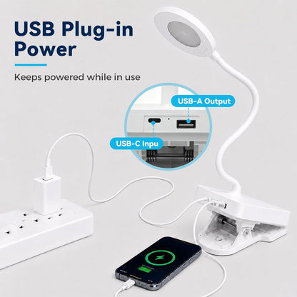 Shabbos Lamp, 2-in-1 Desk & Clip-On LED Shabbat Lamp, Adjustable Cover, 360° Flexible Gooseneck, 3 Color Modes & Adjustable Brightness, USB Plug-in Table Lamp for Bedside, Desk, Living Room, Study