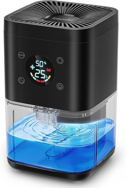 Small Dehumidifier for Bedroom – 63oz 35dB Quiet Auto Dehumidify (60/70%) & Continuous Mode for Bathroom Closet RV, Auto Defrost & Auto Shut-Off, 7-Color Flowing Night Light & Timer, Portable – White