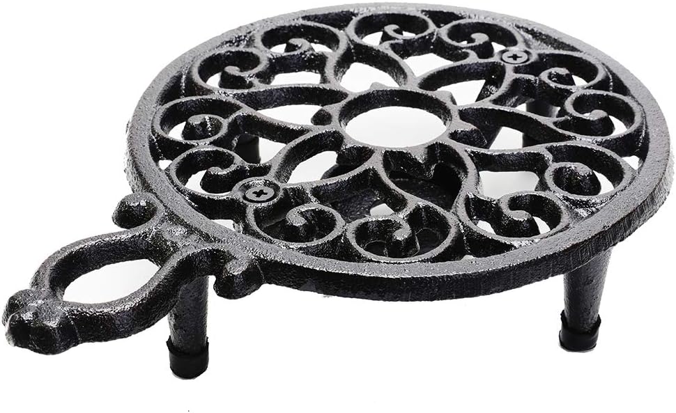 Sungmor Cast Iron Teapot Warmer - Rustic Design with Tealight Holder | Heavy Duty & Decorative Candle Holder Stands for Heat Food Coffee Milk or Tea
