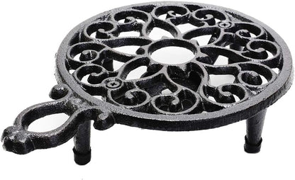 Sungmor Cast Iron Teapot Warmer - Rustic Design with Tealight Holder | Heavy Duty & Decorative Candle Holder Stands for Heat Food Coffee Milk or Tea