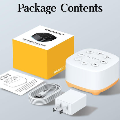 Meditation White Noise Sound Machine 30 Soothing Sounds with 32 Volume Control 12 Night Light 5 Timers Portable Sleep Machine for Travel Powered by AC or USB Sleep Therapy for Baby Kids Adults (Black)