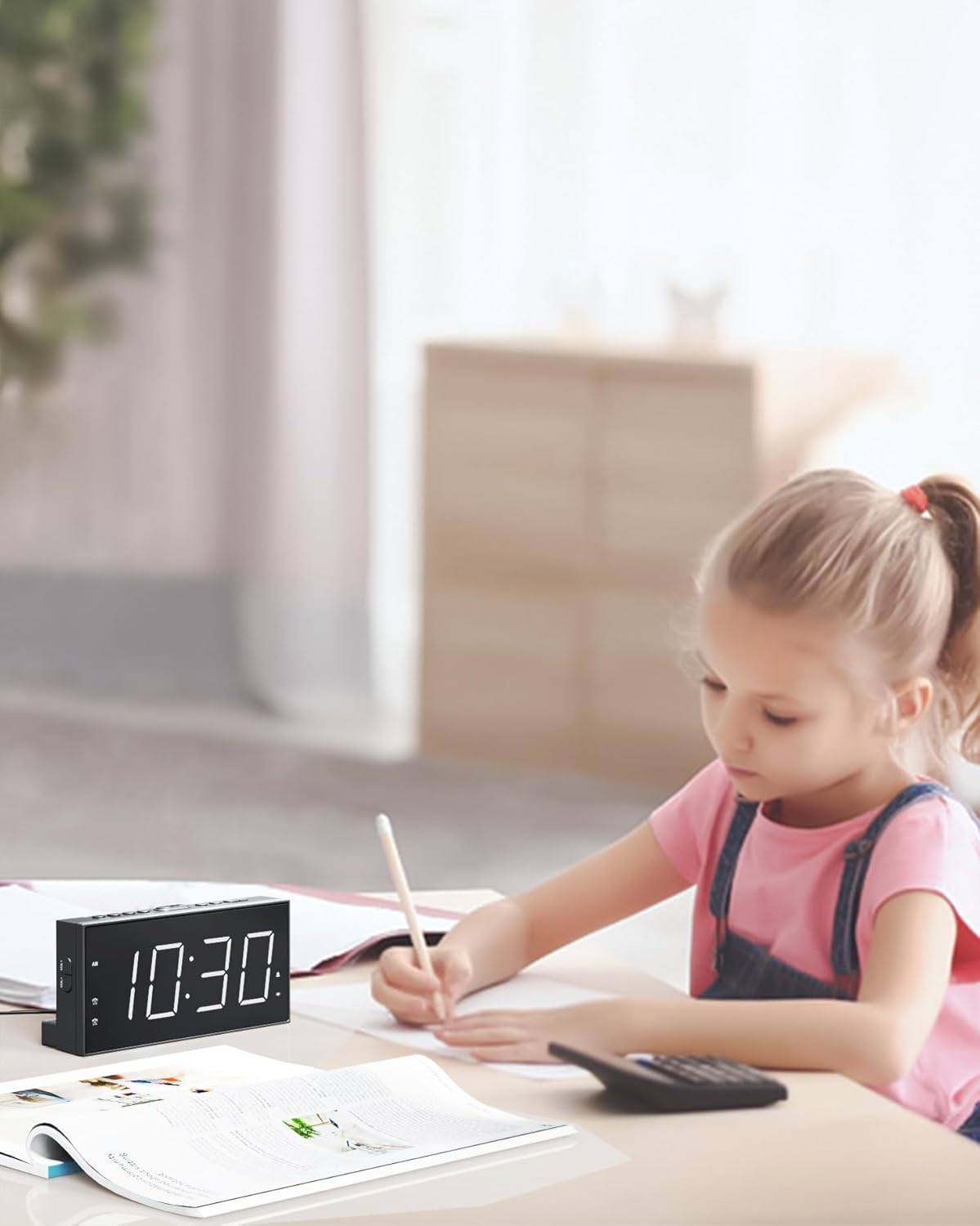 Roxicosly Alarm Clock with Bed Shaker, Vibrating Alarm Clock for Heavy Sleepers/Hard of Hearing/Deaf,Dual Alarms, 7.5’’ Large LED Display, Dimmer, USB Charging Port, Plug-in with Memory Function