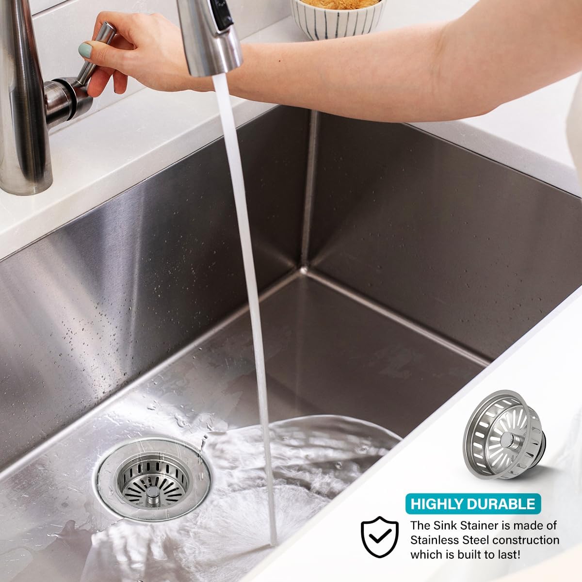 Highcraft 97353 Kitchen Sink Basket Strainer Replacement for Kohler Style Drains Stainless Steel Stopper (Can Vary in 2 Styles), 3.5" (Pack of 1)