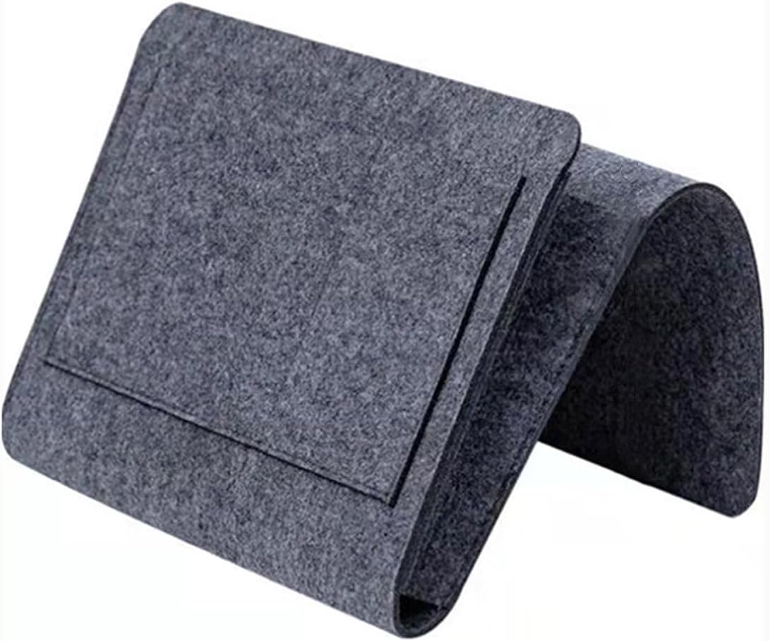 Bringsine 5 Pockets Bedside Caddy, Felt Bed Storage Organizer Hanging Bag Holder for Magazine Book Phone Tablet iPad Cables Remote and Glasses Holder Home Dorm Bed Sofa-Black