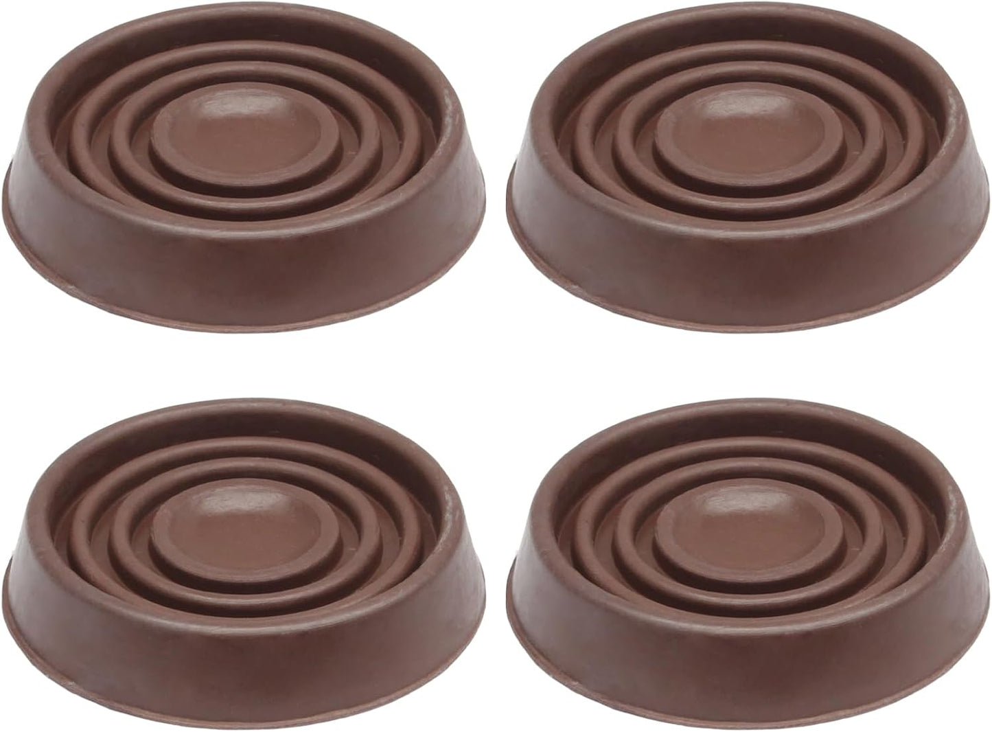 Hordion 4PCS 1-3/4" Furniture Caster Cups, Round Rubber Furniture Pad Brown | Non-Slip Floor Protector for Couch Table Chair Cabinet