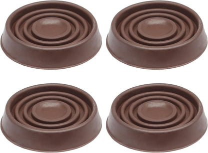 Hordion 4PCS 1-3/4" Furniture Caster Cups, Round Rubber Furniture Pad Brown | Non-Slip Floor Protector for Couch Table Chair Cabinet