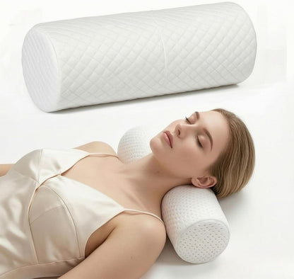 Bogey's Antidote Neck Roll Pillow for Pain Relief Sleeping, Cervical Memory Foam Cylinder Pillow,Travel Bolster Pillow for Bed for Side Sleepers Back Sleeper,15.7 * 6 * 6 inch (White)