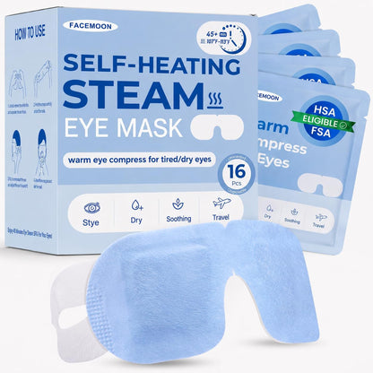 16 Pack Steam Eye Masks for Dry Eyes, Disposable Self-Heating Warm Compress