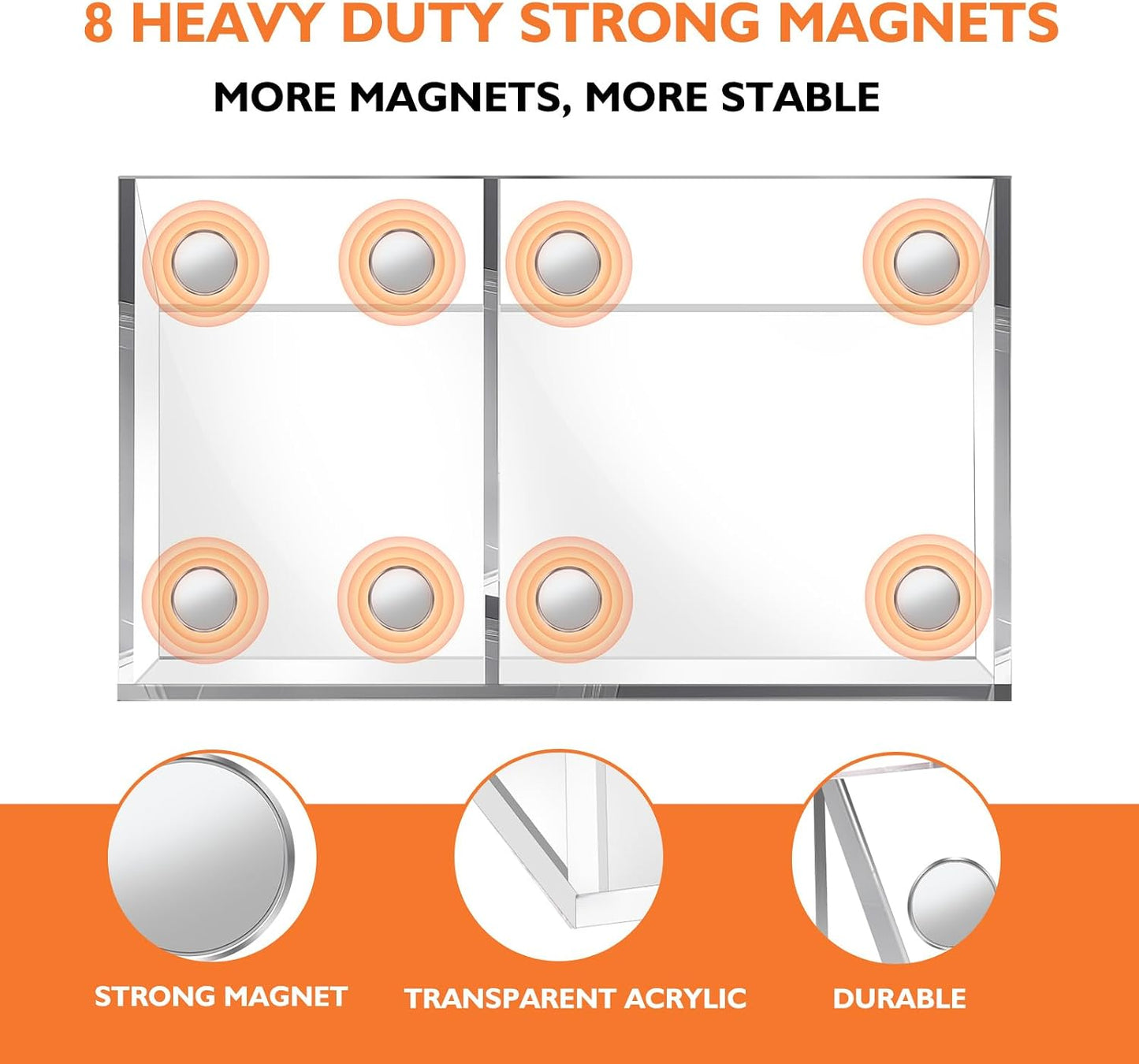 Ameceres Magnetic Acrylic Pencil Holder Clear Pen Holder for Fridge Locker | Whiteboard Accessories, Dry Erase Holder, Marker Organizer, Locker Organizer, Desk Pen Holder, For Office Home Classroom