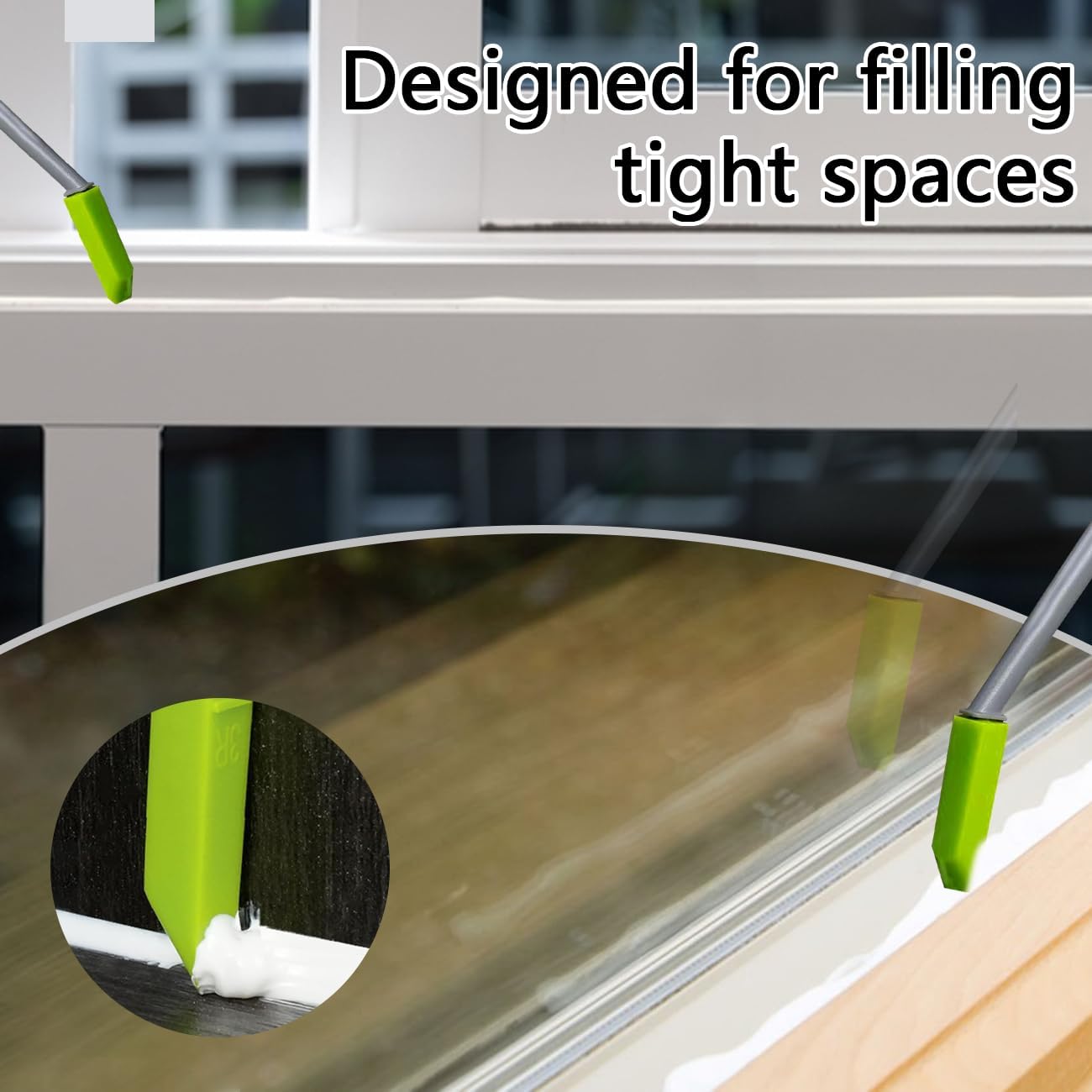Silicone Caulking Tool Kit - Professional Sealant Finishing Tools for Tight Areas, Bathroom, Kitchen, Window, Sink & Floor - Caulk Smoother, Applicator & Scraper (Green)