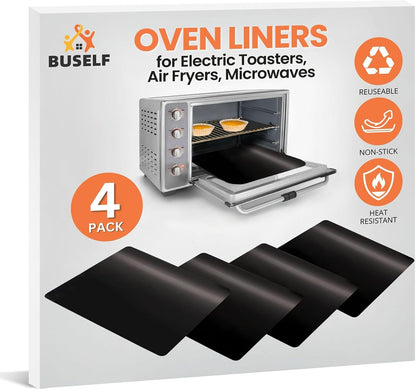 Buself Toaster Oven Liner – Compatible with Breville, Cuisinart, Black & Decker, Dash, and More – Nonstick Heat Resistant Reusable Air Fryer Liners, PFOA & BPA Free, 9x11", Black