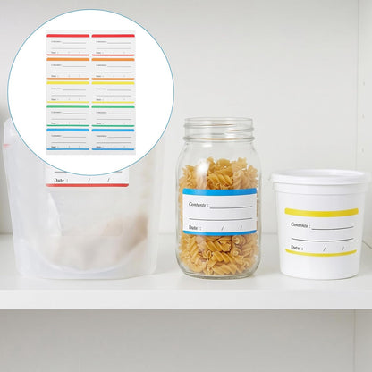 Abaodam 100pcs Removable Food Storage Labels for Freezer and Refrigerator Use Easy Peel Paper Stickers with Quick Application and Easy Identification for Meal Prep and Kitchen Organization