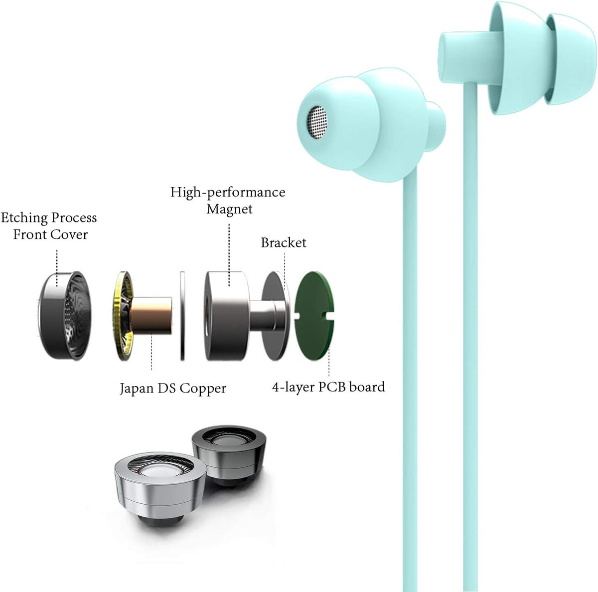 MAXROCK Sleep Earbuds,Ultra Soft Lightweight Sleep Earphones Headphones with Volume Control and Mic for Insomnia, Side Sleeper, Snoring, Air Travel, Meditation & Relaxation (Acid Blue)