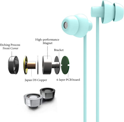 MAXROCK Sleep Earbuds,Ultra Soft Lightweight Sleep Earphones Headphones with Volume Control and Mic for Insomnia, Side Sleeper, Snoring, Air Travel, Meditation & Relaxation (Acid Blue)