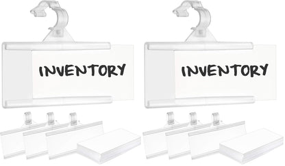 Pack of 100 - Plastic Wire Shelf Label Holder, Sign and Ticket Holder, Easy Clip Design with Tight Snap Lock Closure. Height, 1-1/4" X Width, 3" | "100 Label Inserts Included"