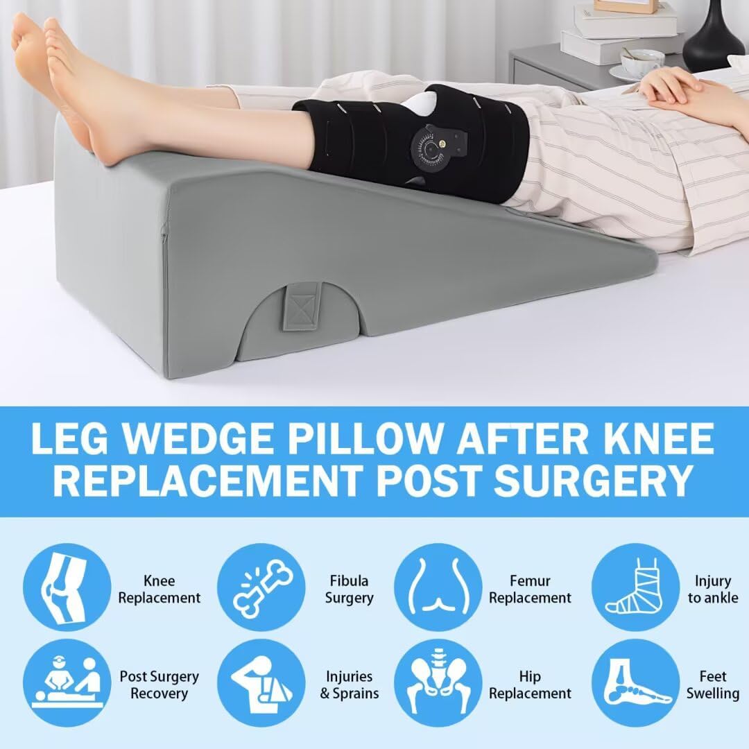 ROYALAY Knee Replacement Pillow, Leg Pillow for Knee Surgery Recovery with Different Height, Leg Surgery Recovery Equipment for Hip Foot Ankle, Double
