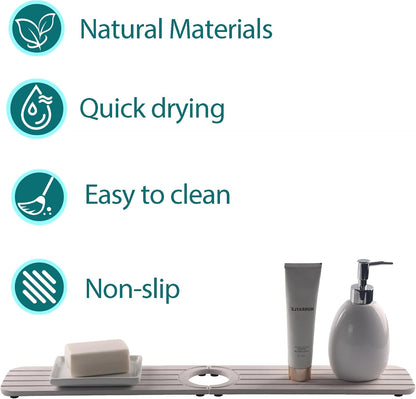 Water Absorbing Stone Kitchen Sink Mat Faucet Splash Guard for Bathroom | Quick Dry, Raised Feet, Diatomaceous Earth, Stone Faucet Mat, Sink Protector for Counter, Sink Accessories, Bathroom Decor