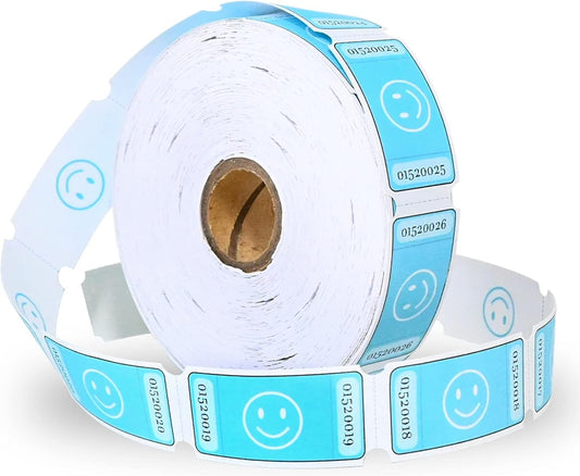L LIKED Smile Raffle Tickets Roll 1"x2" for Events 1000 Pink | Smile Face Design, Perforated with Consecutive Numbers, Great for Entry, Class Reward & Fundraiser