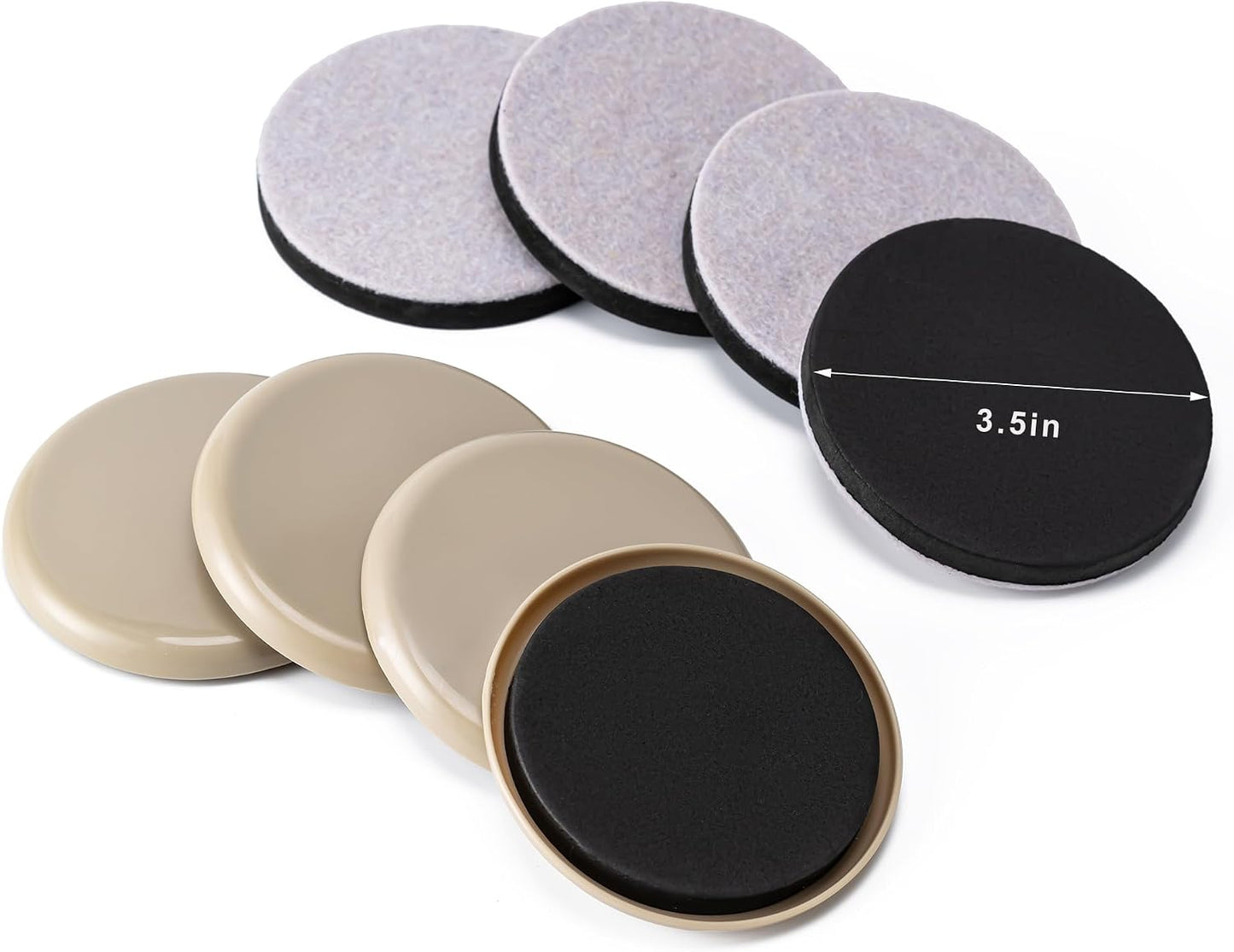 Furniture Sliders, 8 Pcs 3 1/2'' Furniture Sliders Pads for Hardwood Floors, Chair Legs Floors Protectors, Reusable Round Glides Glider, Heavy Duty Furniture Movers Sliders | Chair Legs Floors Protectors, Reusable Round Glides Glider, Heavy Duty