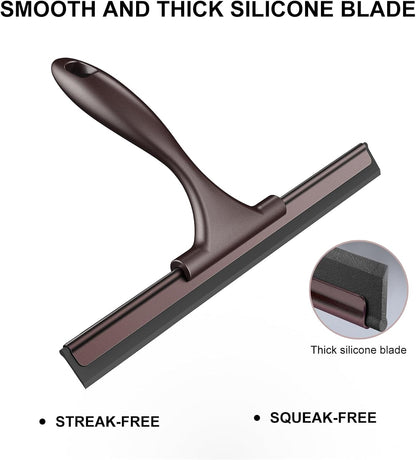 SetSail Squeegee for Shower Glass Door, 10 Inches, Black | Stainless Steel Shower Squeegee for Glass Doors, All-Purpose Window Squeegee for Shower Mirror Bathroom Car Window Cleaning