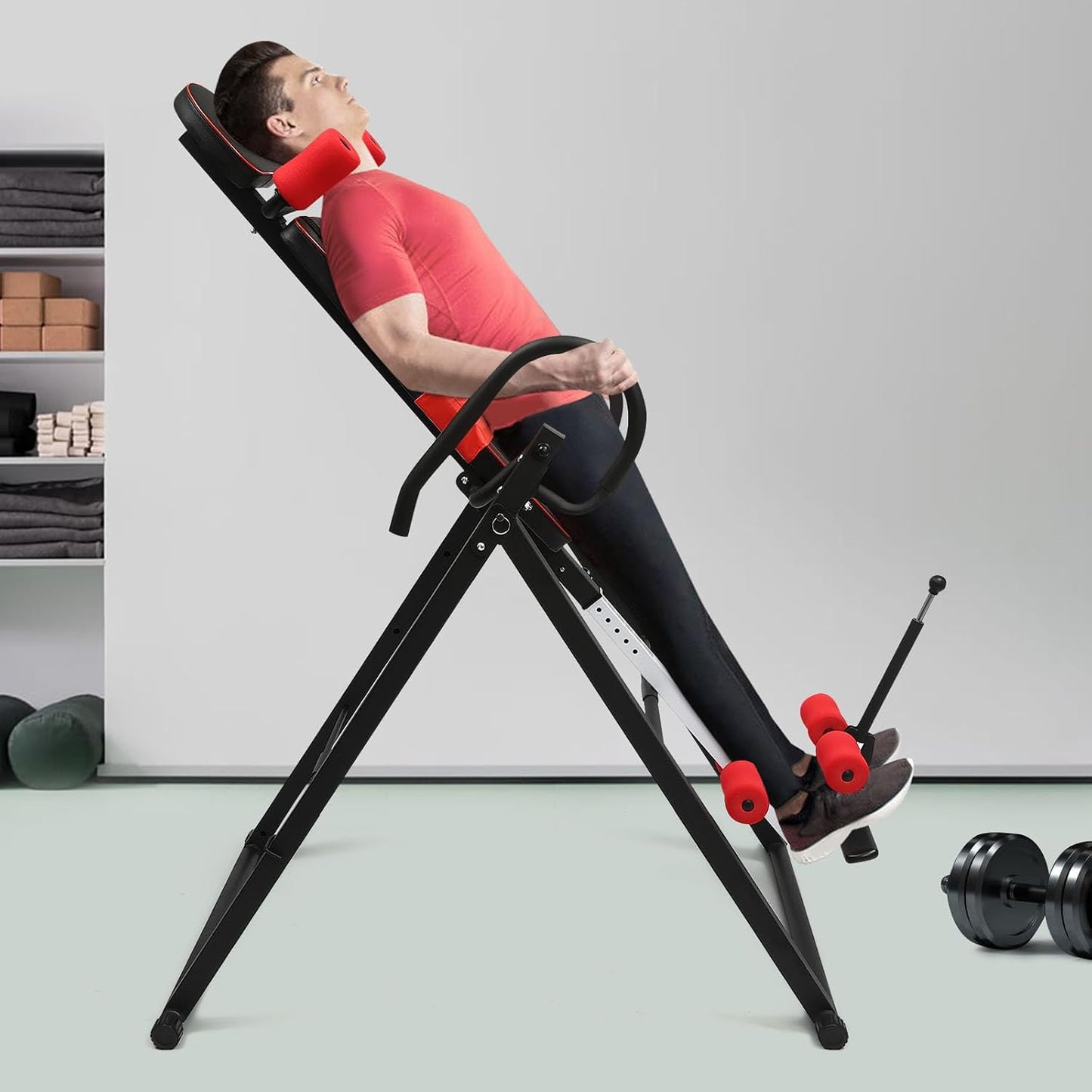 Inversion Table for Back Pain Relief, 330.7lbs Capacity Heavy Duty Inversion Teeter Table with Adjustable Safety Belt & Headrest, Home Back Stretcher Decompression Equipment
