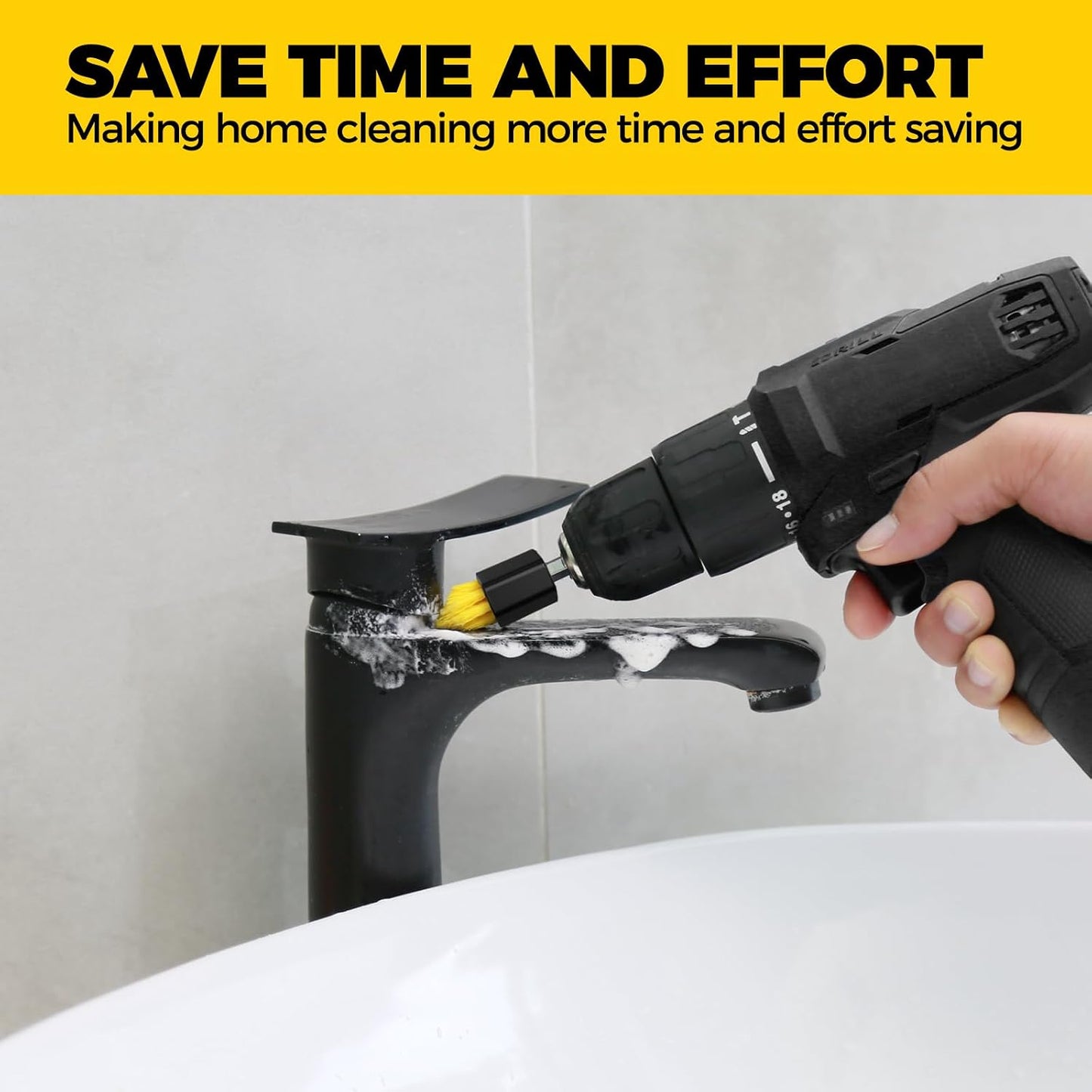Holikme 6pcs Drill Brush Multi-Purpose & Grout Head,Crevice Cleaning Brush | 3/4”W Drill Brush Attachment Set, Corner Brush, Detailing Brushes for Home/Kitchen/Bathroom/Grout/Tile/Shower/Tub
