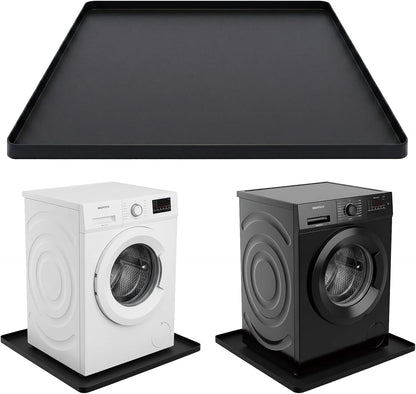 28.7” x 28.7” Washing Machine Drain Pan, Silicone Washer Pan, Black | 2cm Raised Waterproof Edge, Washer and Dryer Mat for Floor Protection, Fits Compact Washers Up to 4.0 Cu.Ft.