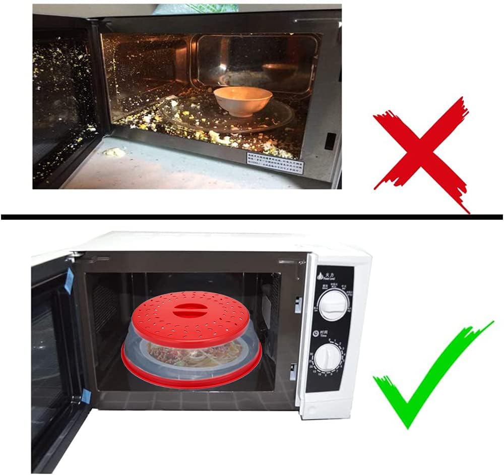 Microwave Splatter Cover Collapsible Microwave Cover for Food 10.5 inch | Easy Grip Handle, Fruit Drainer, BPA-Free, Dishwasher Safe, Grey